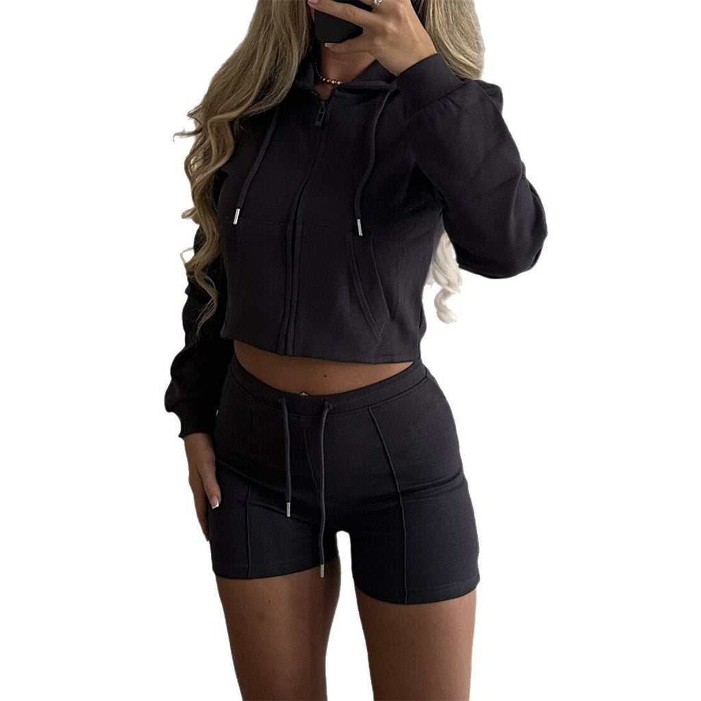 Women's Sports Fleece And Shorts Two-piece Set